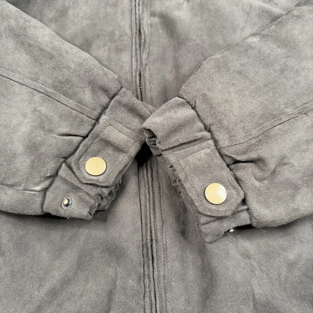 Montage Collection Quilted Lining SZ-L Faux Suede Zip Bomber Jacket W/Zip Pocket